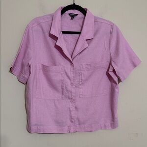 Buffalo David bitton Button-Down Shirt women L boxy pink casual linen retro Y2K